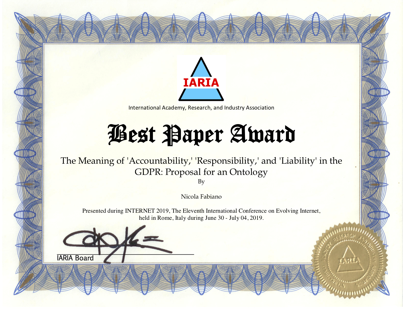 Best Paper Award